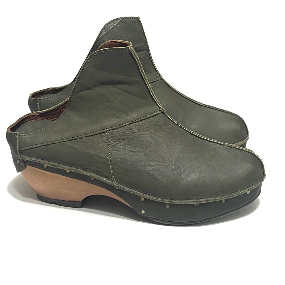 Sergio Tomani Leather Clogs Florida Verde Size 37(6.5) - Picture 2 of 14